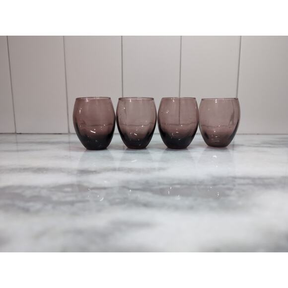 Amethyst Handblown Cordial Glasses Set of 4, Vintage Glassware, Small Cup, 2.5"H - Picture 3 of 9
